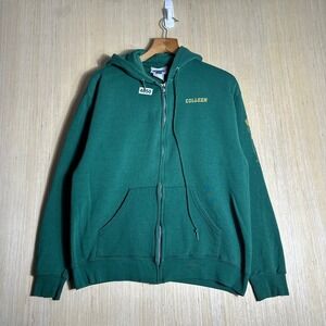 Vintage Colleen Hoodie Mens Medium Green Long Sleeve Zip Up Blank Lee 90s